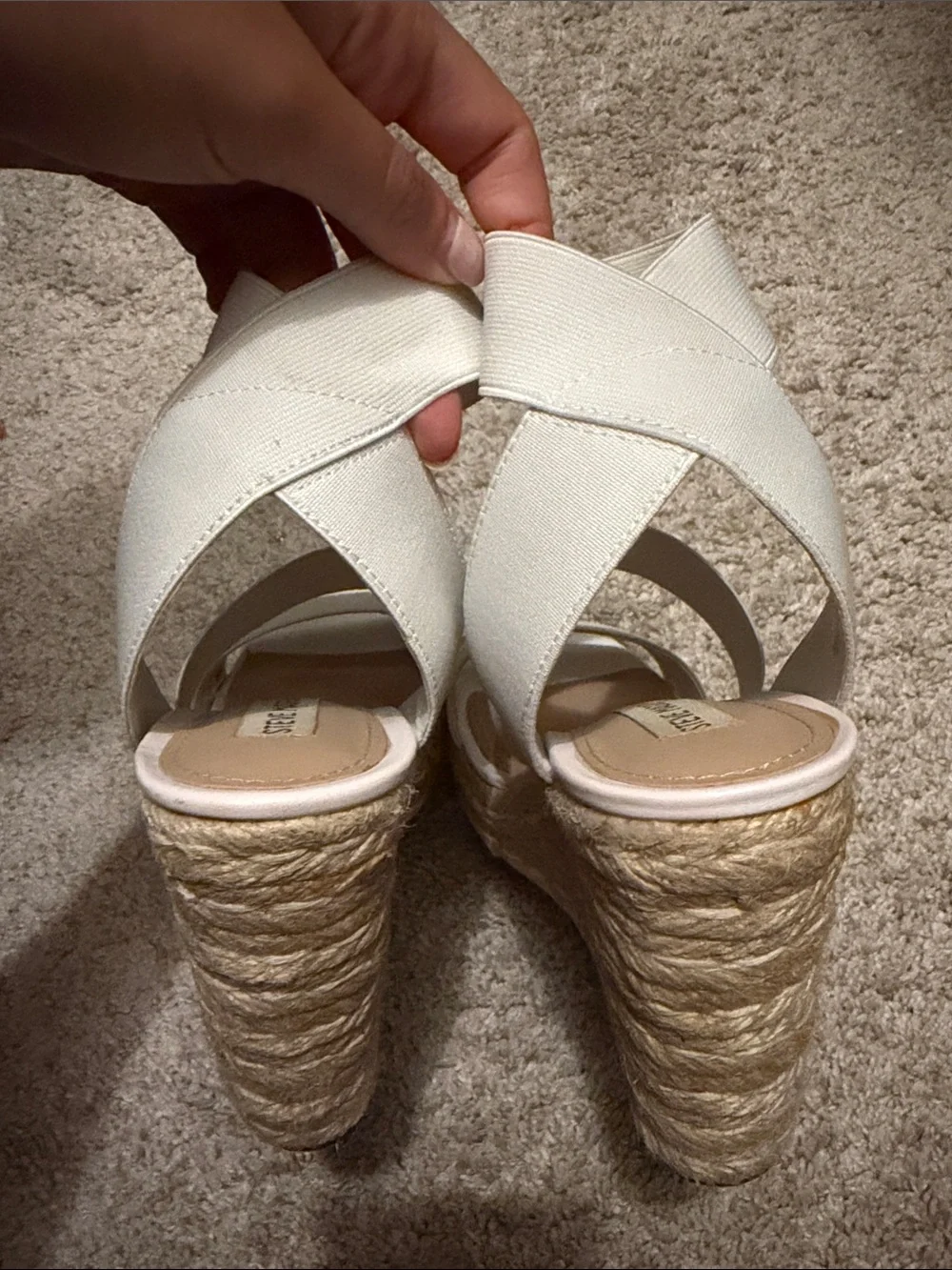 Steve Madden White Espadrille Wedge Sandals Size 7